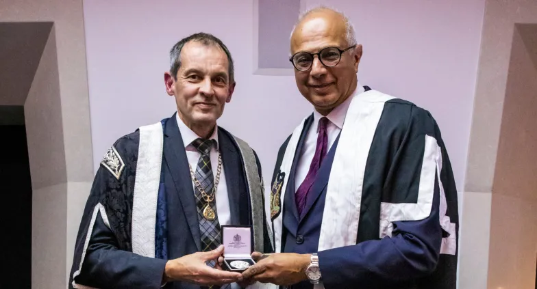 Professor Kamlesh Khunti receiving the James Mackenzie Lecture Award 2024 from the Royal College of General Practitioners